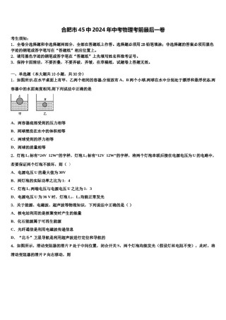 合肥市45中2024年中考物理考前最后一卷含解析.doc