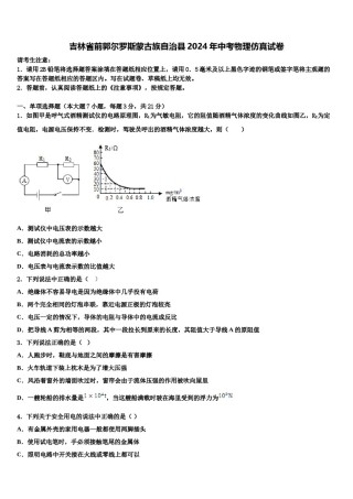 吉林省前郭尔罗斯蒙古族自治县2024年中考物理仿真试卷含解析.doc