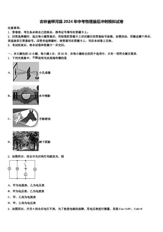 吉林省柳河县2024年中考物理最后冲刺模拟试卷含解析.doc