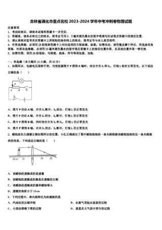 吉林省通化市重点名校2023-2024学年中考冲刺卷物理试题含解析.doc