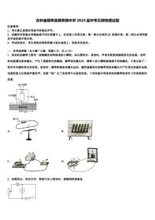 吉林省镇赉县镇赉镇中学2024届中考五模物理试题含解析.doc