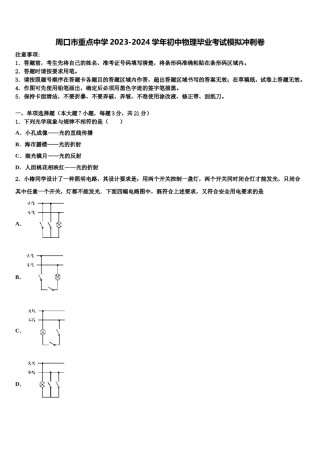 周口市重点中学2023-2024学年初中物理毕业考试模拟冲刺卷含解析.doc