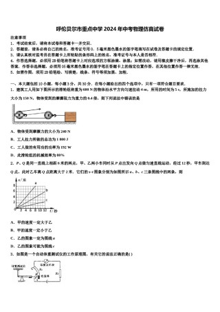 呼伦贝尔市重点中学2024年中考物理仿真试卷含解析.doc