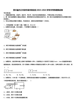 四川省内江市资中县市级名校2023-2024学年中考物理模试卷含解析.doc