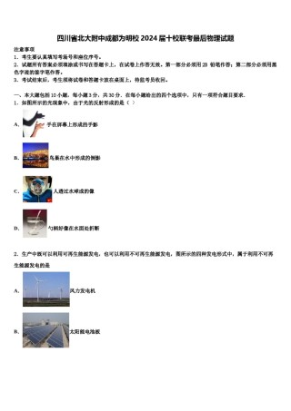 四川省北大附中成都为明校2024届十校联考最后物理试题含解析.doc
