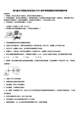 四川省大竹县重点达标名校2024届中考物理最后冲刺浓缩精华卷含解析.doc