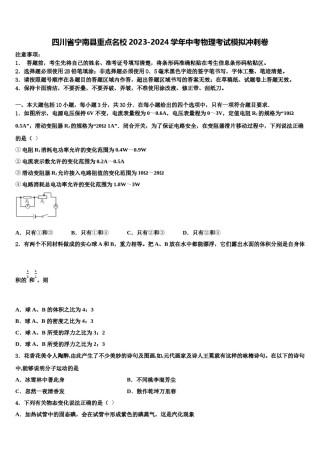 四川省宁南县重点名校2023-2024学年中考物理考试模拟冲刺卷含解析.doc
