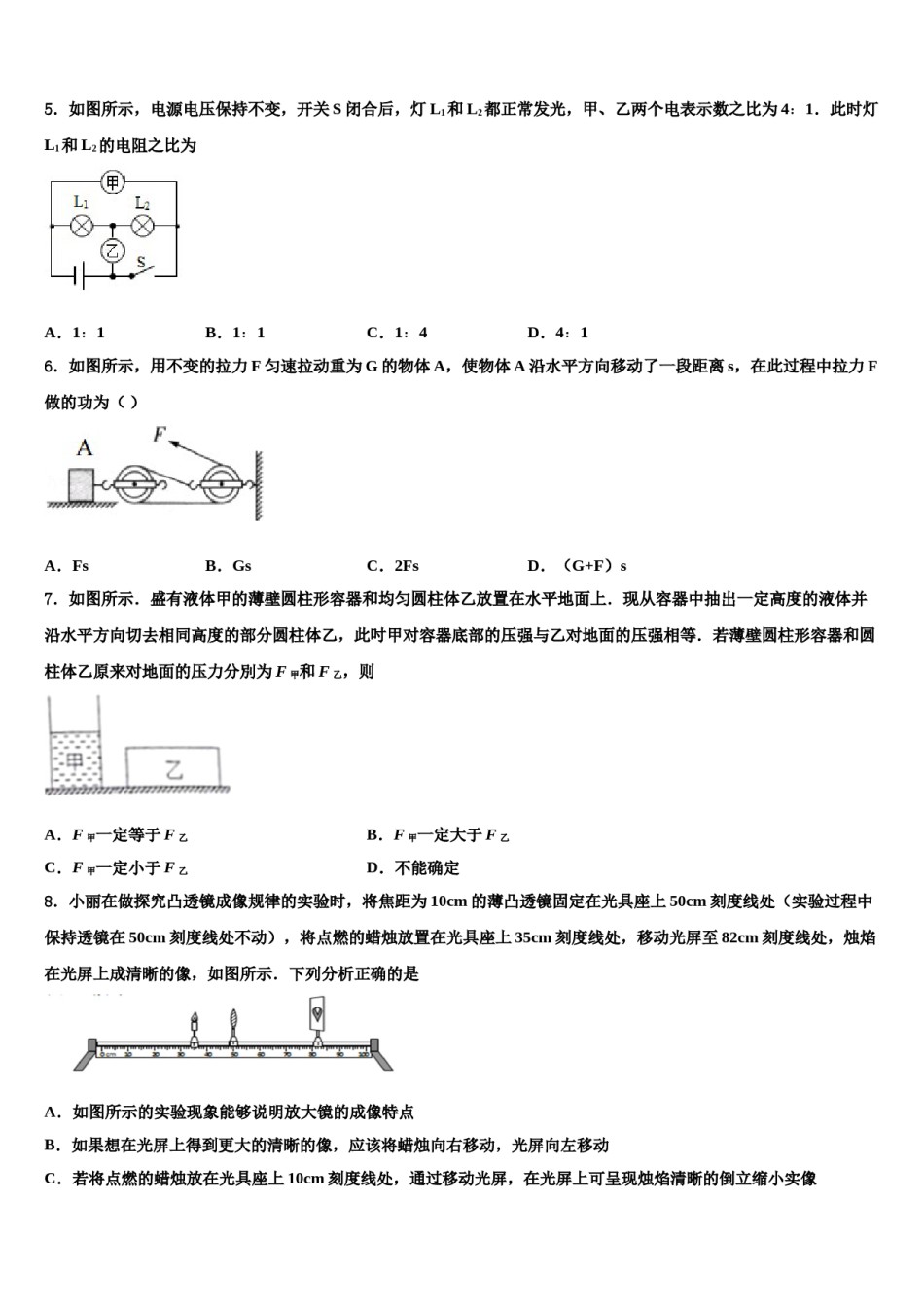 四川省广安市岳池县达标名校2024年中考物理对点突破模拟试卷含解析.doc_第2页