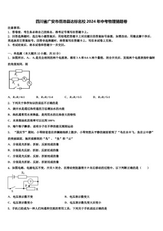 四川省广安市岳池县达标名校2024年中考物理猜题卷含解析.doc