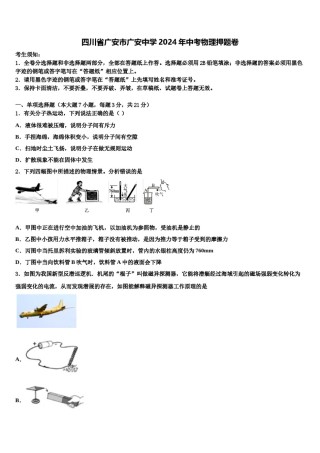 四川省广安市广安中学2024年中考物理押题卷含解析.doc