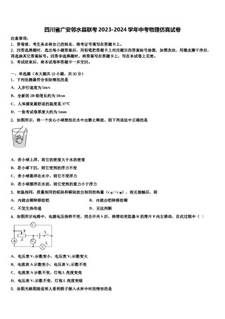 四川省广安邻水县联考2023-2024学年中考物理仿真试卷含解析.doc