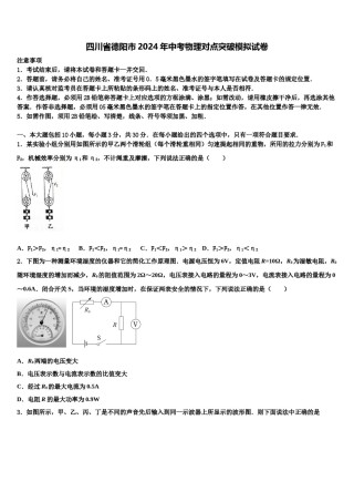 四川省德阳市2024年中考物理对点突破模拟试卷含解析.doc