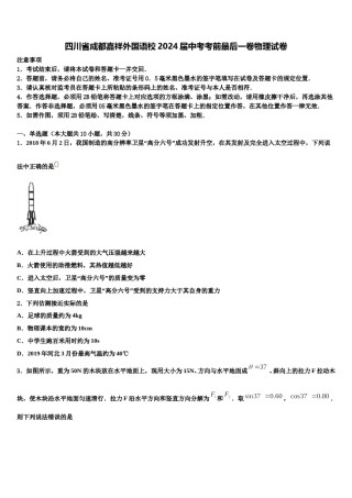 四川省成都嘉祥外国语校2024届中考考前最后一卷物理试卷含解析.doc