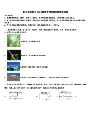 四川省成都市2024届中考物理适应性模拟试题含解析.doc