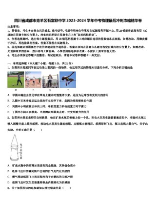 四川省成都市青羊区石室联中学2023-2024学年中考物理最后冲刺浓缩精华卷含解析.doc