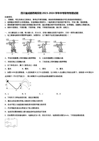 四川省成都西蜀实验2023-2024学年中考联考物理试题含解析.doc