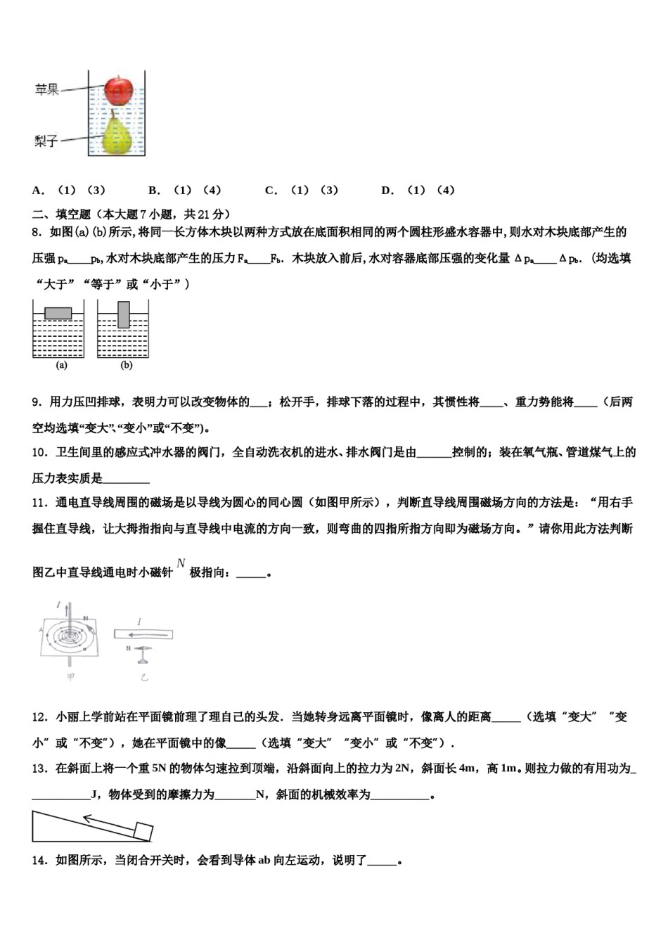 四川省攀枝花十七中学2024年中考物理模拟精编试卷含解析.doc_第2页