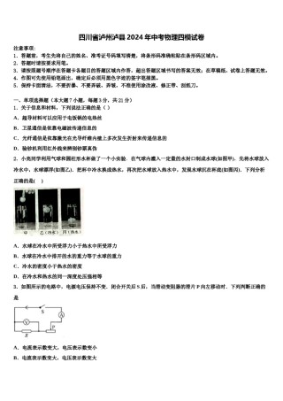四川省泸州泸县2024年中考物理四模试卷含解析.doc