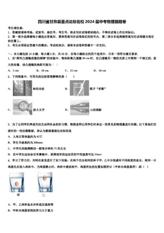四川省甘孜县重点达标名校2024届中考物理猜题卷含解析.doc