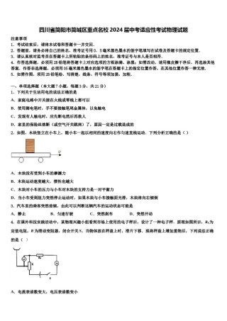 四川省简阳市简城区重点名校2024届中考适应性考试物理试题含解析.doc