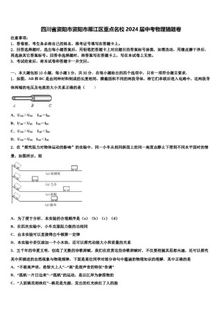 四川省资阳市资阳市雁江区重点名校2024届中考物理猜题卷含解析.doc