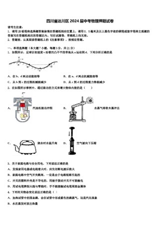 四川省达川区2024届中考物理押题试卷含解析.doc