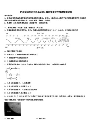 四川省达州市开江县2024届中考适应性考试物理试题含解析.doc