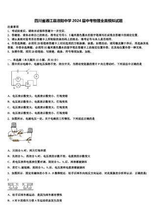 四川省通江县涪阳中学2024届中考物理全真模拟试题含解析.doc