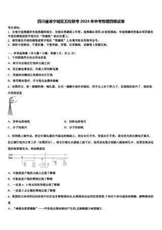 四川省遂宁城区五校联考2024年中考物理四模试卷含解析.doc