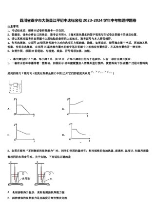 四川省遂宁市大英县江平初中达标名校2023-2024学年中考物理押题卷含解析.doc