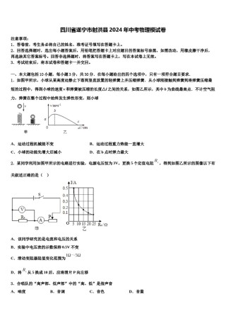 四川省遂宁市射洪县2024年中考物理模试卷含解析.doc