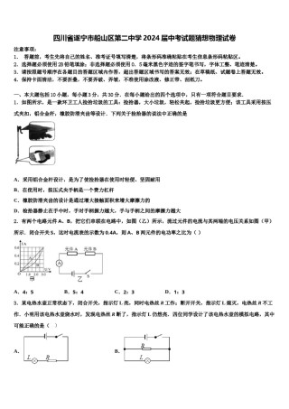 四川省遂宁市船山区第二中学2024届中考试题猜想物理试卷含解析.doc
