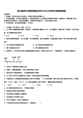 四川省遂宁市蓬溪县重点中学2024年中考三模物理试题含解析.doc