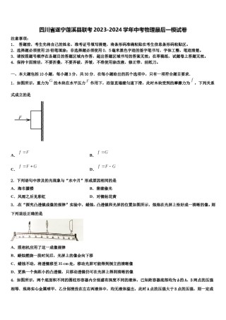 四川省遂宁蓬溪县联考2023-2024学年中考物理最后一模试卷含解析.doc
