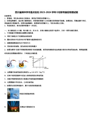 四川省阆中学市重点名校2023-2024学年十校联考最后物理试题含解析.doc