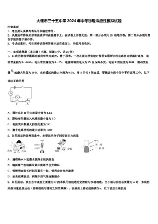 大连市三十五中学2024年中考物理适应性模拟试题含解析.doc
