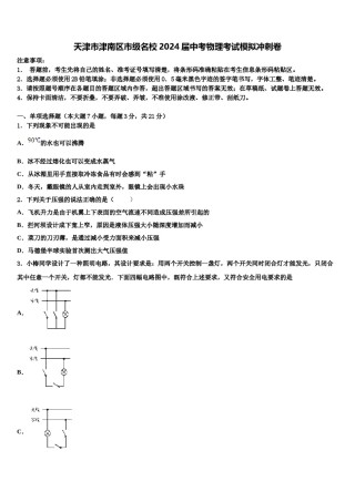 天津市津南区市级名校2024届中考物理考试模拟冲刺卷含解析.doc