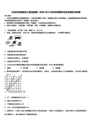天津市滨海新区大港油田第一中学2024年初中物理毕业考试模拟冲刺卷含解析.doc