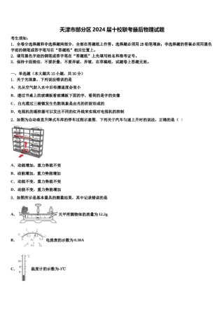 天津市部分区2024届十校联考最后物理试题含解析.doc
