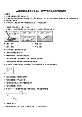 天津滨海新区重点名校2024届中考物理最后冲刺模拟试卷含解析.doc