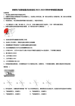 孝感市八校联谊重点达标名校2023-2024学年中考物理五模试卷含解析.doc