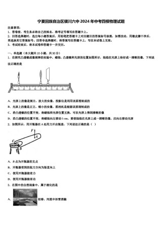宁夏回族自治区银川六中2024年中考四模物理试题含解析.doc