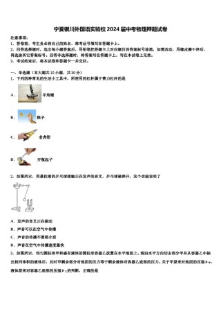 宁夏银川外国语实验校2024届中考物理押题试卷含解析.doc
