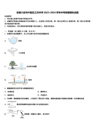 安徽六安市叶集区三元中学2023-2024学年中考物理模拟试题含解析.doc
