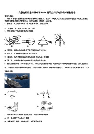 安徽合肥肥东第四中学2024届毕业升学考试模拟卷物理卷含解析.doc
