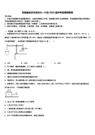 安徽省安庆市安庆九一六校2024届中考物理押题卷含解析.doc