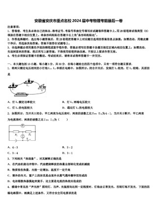 安徽省安庆市重点名校2024届中考物理考前最后一卷含解析.doc