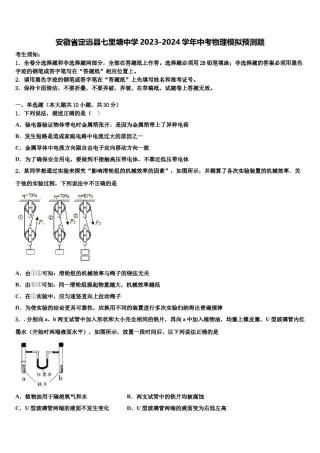 安徽省定远县七里塘中学2023-2024学年中考物理模拟预测题含解析.doc