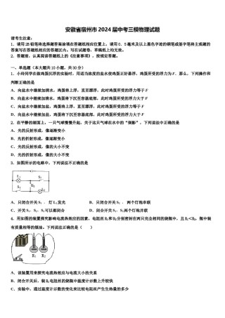 安徽省宿州市2024届中考三模物理试题含解析.doc