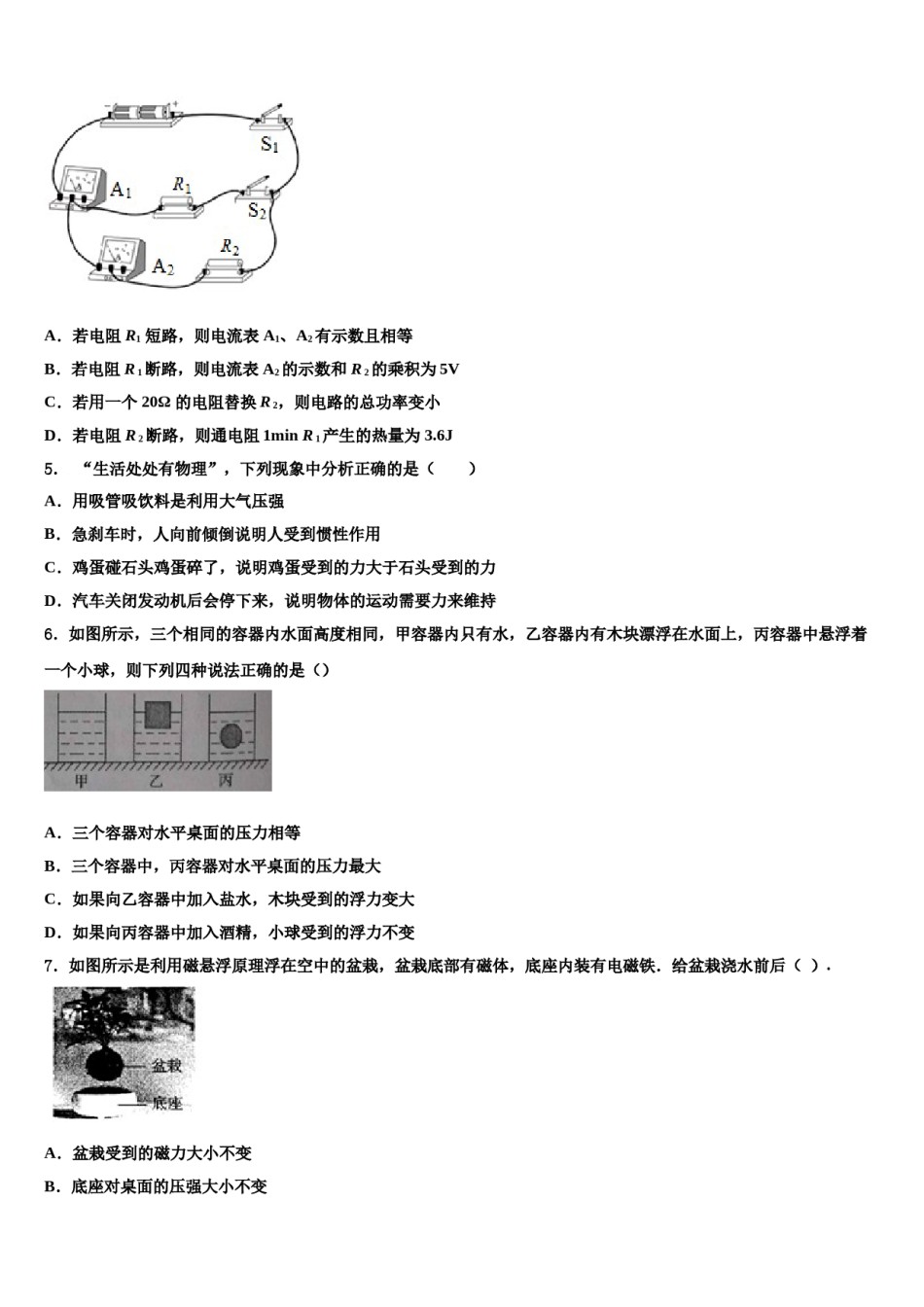 安徽省宿州市2024年初中物理毕业考试模拟冲刺卷含解析.doc_第2页